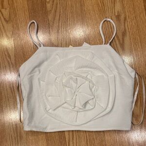 White Floral Embellished Women's Top